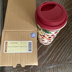 2 Holly Berry Travel Cup with lid- the cup is glass